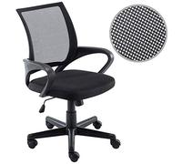 BAKAJI 5528-BLACK Fauteuil Chaise de Bureau présidentiel en Tissu Filet Respirant Rotation 360 degrés directionnel, Noir, Unica
