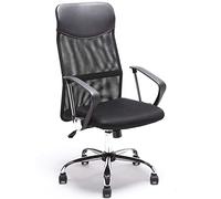 BAKAJI Fauteuil de Bureau présidentiel pivotant directionnel Tissu Noir, Simili Cuir synthétique métal, Unica