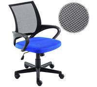 BAKAJI Fauteuil de Bureau présidentiel en Tissu Filet Respirant, Rotation 360 degrés, Hauteur réglable (Bleu Noir)