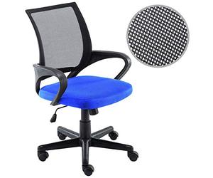 BAKAJI Fauteuil de Bureau présidentiel en Tissu Filet Respirant, Rotation 360 degrés, Hauteur réglable (Bleu Noir)