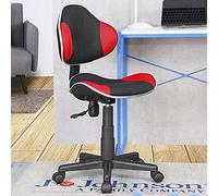 BAKAJI Fauteuil de bureau présidentiel en tissu respirant et structure en polypropylène, rotation 360 degrés, hauteur réglable, décoration de maison, bureau (rouge noir)