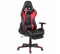 BAKAJI Fauteuil de Jeu Scrivana Bureau Maison en Simili Cuir Dossier inclinable Coussin Lombaire Appuie-tête Rotation 360 Degrés Directionnel Hauteur Réglable Base 5 Roues avec Repose-Pieds