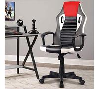 BAKAJI Fauteuil Présidentiel Ergonomique Chaise Gaming Racing de Bureau en Cuir Eco Mobilier de Bureau Maison Chambre Salle de réunion réglable en Hauteur pivotant et directionnel (Rouge)