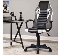 BAKAJI Fauteuil Présidentiel Ergonomique Chaise Gaming Racing de Bureau en Cuir Eco Mobilier de Bureau Maison Chambre Salle de réunion réglable en Hauteur pivotant et directionnel (Gris)