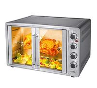Bakaji Four électrique ventilé 55 l puissance 2200 W avec double porte lumière intérieure 4 sélections de cuisson température réglable minuterie rôtissoire et accessoires