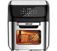 Bakaji Four friteuse à air chaud Frigge Cuisinière grille sèche sans huile Airfryer capacité 12 l écran LED tactile 12 programmes minuterie réglage température puissance 1800 W (argent)