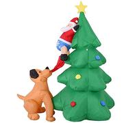 Bakaji Gonflable Arbre avec Père Noël et Chien Lumières LED Hauteur 180 cm Système Auto-Gonflable Protection IP44 Décoration de Noël d'extérieur