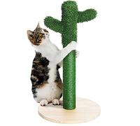 BAKAJI Griffoir Cactus Arbre Forme Plante pour Chats Animaux félins Couleur Verte avec Fleur Interactive pour Ongles, Anti-Rayures, Jouet Stable, Robuste, Corde en Chanvre