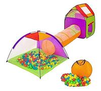 Bakaji - Igloo pour Enfants avec 200, Tunnel et Maison Tente de Jeu avec balles, Multicolore