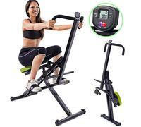 BAKAJI Instrument total de corps d'entraînement de remise en forme, cardio gym abdominales, crunch, épaules, jambes avec assise rembourrée réglable et écran LCD, structure en acier inoxydable pliable