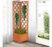 BAKAJI Jardinière d'angle en Bois avec Treillis d'extérieur et extérieur, Porte Fleurs et rampantes d'angle pour Jardin, Balcon, Patio, résistante aux intempéries 40 x 40 x 145 cm