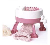 BAKAJI Jouet à tricoter magique avec cadre à manivelle avec 2 pelotes de laine et aiguilles pour crochet, couleur rose ancienne, jeu idéal pour enfants, création de chapeaux et écharpes, jeux