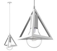 Bakaji Lampe à suspension de plafond pyramidale 18 cm en métal Design moderne Douille E27 max 40 W éclairage ameublement maison avec kit de montage inclus (blanc)