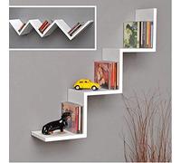 BAKAJI Libreria Étagère Murale Moderne Design Zig Zag étagère en Bois mélaminé Dimensions 70 x 15 x 14 cm (Blanc)