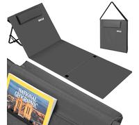 BAKAJI Lit de Plage, Tapis de Plage Pliable avec Dossier Réglable, imperméable, réglable 5 Positions, rembourré, Fermeture Sac, Support de Dossier, Camping, résistant au Sable (Gris)