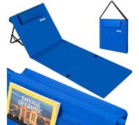 Bakaji Lit de Plage Tapis de Plage Pliable imperméable réglable 5 Positions rembourré avec Sac de Transport avec Support de Dossier pour Camping, résistant au Sable (Bleu)