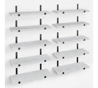 BAKAJI Lot de 10 étagères flottantes murales en Bois, étagères murales Multi-usages avec Supports en métal, idéales pour Chambre à Coucher, Salon, Cuisine, Salle de Bains, bibliothèque, Peu