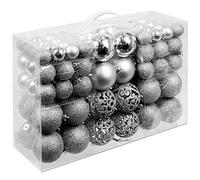BAKAJI Lot de 100 Boules de Noël diamètre 3/4/6 cm décorations pour Sapin de Noël (Argent)