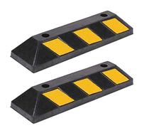 Bakaji Lot de 2 butées de roue en caoutchouc dur d'ébonite pour stationnement de garage avec bandes réfléchissantes faciles à installer dimensions 55 x 15 x 10 cm