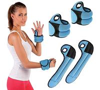 BAKAJI Lot de 2 poids de poignet de 1 kg d'entraînement de gymnastique aérobic Fitness renforcement musculaire en tissu néoprène avec trou pour pouce, fermeture déchirure réglable, poids total 2 kg