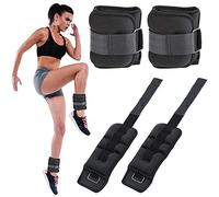 BAKAJI Lot de 2 poids pour chevilles et poignets de 1 kg d'entraînement de gymnastique aérobic Fitness renforcement musculaire en tissu néoprène avec boucle réglable et fermeture déchirure, poids