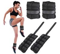 BAKAJI Lot de 2 poids pour chevilles et poignets de 2,25 kg, entraînement de gymnastique aérobic Fitness renforcement musculaire en tissu néoprène avec boucle réglable et fermeture déchirure, poids
