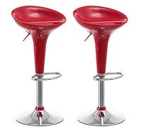 BAKAJI Lot de 2 tabourets de Bar de Cuisine, Design Moderne, Base en Acier chromé, Assise en ABS, Tabouret pivotant avec Hauteur réglable et Repose-Pieds (Bord)