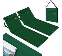 BAKAJI Lot de 2 transats de plage, tapis de plage, imperméable, pliable, réglable, jusqu'à 5 positions, fermeture avec sac de transport, support de siège rembourré (vert)
