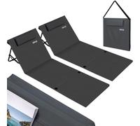 BAKAJI Lot de 2 transats de plage, tapis de plage, imperméable, pliable, réglable, jusqu'à 5 positions, fermeture avec sac de transport, support de siège rembourré (gris)