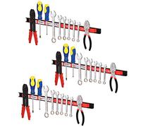 Bakaji Lot de 3 barres magnétiques aimantées murales pour outils de travail et couteaux, kit de montage inclus (3 x 46 cm)