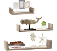 BAKAJI Lot de 3 étagères murales Modernes Design avec Bords latéraux étagère 1 étagère en Bois MDF différentes Tailles (chêne)