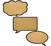 BAKAJI Lot de 3 tableaux de bord en liège forme de bande dessinée avec cadre noir, décoration de la maison, rappel de bureau, design moderne mural vintage