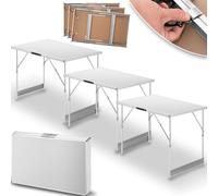 BAKAJI Lot de 3 Tables Pliantes multifonctionnelles pour l'extérieur, Tables Basses avec 4 hauteurs réglables et poignée de Transport, Table de Camping réglable pour Pique-Nique, extérieur, Camping,