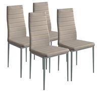 BAKAJI Lot de 4 chaises Modernes, Salle à Manger, Salon, Cuisine, Assise rembourrée, Similicuir, 4 chaises en Promo, Structure en Acier (Taupe)