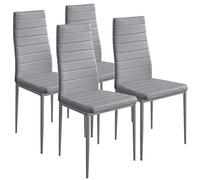 BAKAJI Lot de 4 chaises Modernes, Salle à Manger, salon, Cuisine, Assise rembourrée, Similicuir, 4 chaises en Promo, Structure en Acier (Gris)