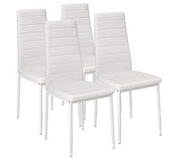 BAKAJI Lot de 4 chaises rembourrées en Similicuir, Blanc, 98 x 41 x 45 cm, métal, Unique