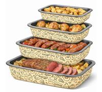 BAKAJI Lot de 4 plaques de cuisson rectangulaires 20 - 25 - 30 - 35 cm avec fond antiadhésif et cuisson homogène, idéal pour lasagnes, gâteaux, facile à nettoyer