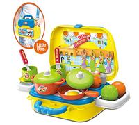 BAKAJI- Mallette de Cuisine pour Enfants avec réchaud 20 Accessoires Jeu et bandoulière, 008-936