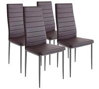 BAKAJI Marron Lot de 4 chaises Modernes pour Salle à Manger, Salon, Cuisine, Assise rembourrée en Simili-Cuir métal Similicuir, 41D x 45W x 98H cm