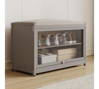 BAKAJI Meuble à chaussures avec assise et 2 compartiments intérieurs peu encombrants, meuble banc à chaussures avec porte transparente et base antidérapante pour entrée, chambre à coucher, entrée 70 x