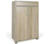 BAKAJI Maison 5 étagères Chaussures 2 Portes tiroir Meuble, Bois, Chêne, Standard