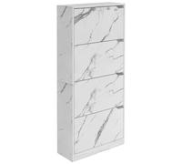 BAKAJI Meuble à Chaussures en Bois MDF avec 4 Portes Porte-Chaussures à Rabat, poignées rétractables, Double Profondeur, Dimensions compactes, Slim 63 x 24 x 150 cm, Gain de Place, entrée Maison