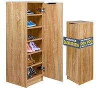 BAKAJI Meuble à Chaussures Multifonction Peu encombrant, en Bois, Anti-Rayures, Meuble Porte-Chaussures avec 6 Compartiments et 5 étagères, idéal pour Maison, entrée, Bureau, Salon, 30 x 35 x 100 cm