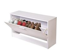 BAKAJI Meuble à Chaussures Peu encombrant 1 Porte Basse Blanc Fin entrée Bois 80 x 24 x 45 cm, 80x24x45 cm