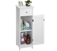 BAKAJI Meuble à Colonne pour Salle de Bain avec Porte tiroir et 2 étagères intérieures Armoire en Bois MDF Couleur Blanc Dimensions 32 x 30 x 87 cm