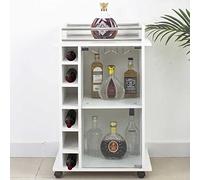 BAKAJI Meuble Bar Bouteilles vin Bois Cave 6 Places Porte Verres Blanc, d'ingénierie, 55 x 40 x 89 cm