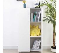 BAKAJI Meuble bibliothèque étagère 3 étagères, Deux Portes, Design Moderne, étagères, Maison, Bureau, intérieur, étagères, Salon, Salon, en Bois, Dimensions 115 x 60 x 31 cm (Blanc)