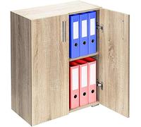 BAKAJI Meuble Buffet avec Double Porte et 2 étagères intérieures, Meuble Buffet, Armoire Multi-usages, Bureau de Stockage de Documents en Bois MDF Dimensions 77 x 31 x 60 cm (chêne)