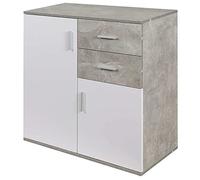 BAKAJI Meuble Buffet avec tiroirs Portes 2 étagères, Meuble de Cuisine, Salle de Bain, Moderne, Bois d'ingénierie, Blanc, 82 x 35 x 80 cm