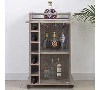 BAKAJI Meuble Bar Bouteilles vin Bois Cave 6 Places Porte Verres Taupe, d'ingénierie, 55 x 40 x 89 cm